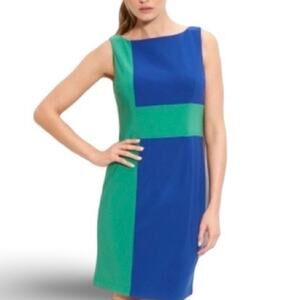 Adrianna Papell Sleeveless Sheath Dress Size 4 Colorblock Career Office Bright